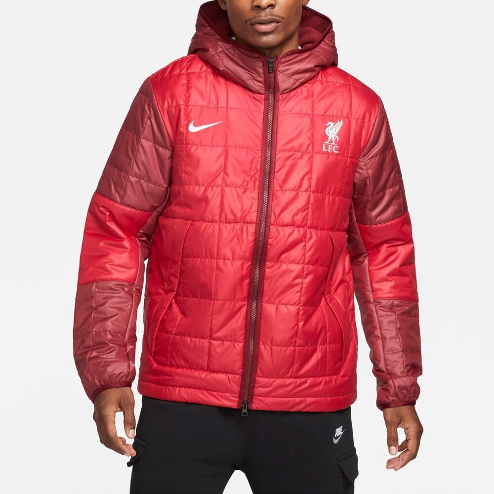 Liverpool FC LFC Nike Full-Zip Red Fleece Lined Puffer Jacket